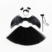 New Holiday Party Costumes Props  Black Mesh Skirt, Magic Wand Hair Band  4-piece Bat Wing Se