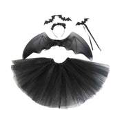 New Holiday Party Costumes Props  Black Mesh Skirt, Magic Wand Hair Band  4-piece Bat Wing Se